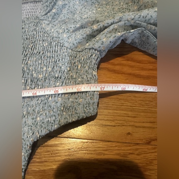 NWT Heyson Maxi Dress‎ Blue Floral Smocked Cottagecore Peasant 1XL Puff Sleeves - Picture 5 of 7